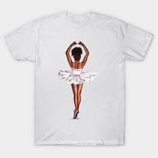 African American ballerina in white tutu #011- brown skin ballerina. Top 100 of the best. T-Shirt